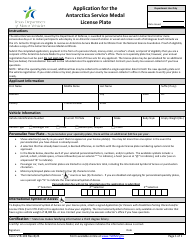 Document preview: Form VTR-102 Application for the Antarctica Service Medal License Plate - Texas