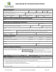 Document preview: Form VTR-71-8 Sales Receipt for Unclaimed Seized Vehicle - Texas