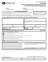 Form HLTH5814 Special Authority Request - Edaravone (Oral Suspension and Intravenous Solution) for Amyotrophic Lateral Sclerosis (Als) - British Columbia, Canada