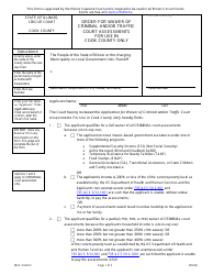 Form WAC-O603.2 Order for Waiver of Criminal and/or Traffic Court Assessments for Use in Cook County Only - Illinois
