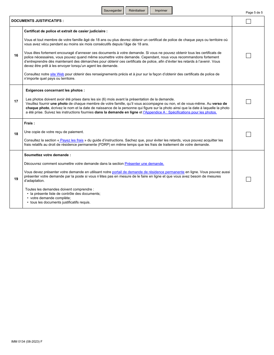 Forme Imm0134 Download Fillable Pdf Liste De Controle Des Documents Voies Dacces A La 5362