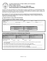 Form DPSMV2301 Vision Examination Form - Louisiana