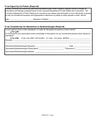 Form DPSMV2301 Vision Examination Form - Louisiana, Page 2
