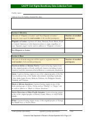 Civil Rights Beneficiary Data Collection Form - Child and Adult Care Food Program (CACFP) - Connecticut, Page 2