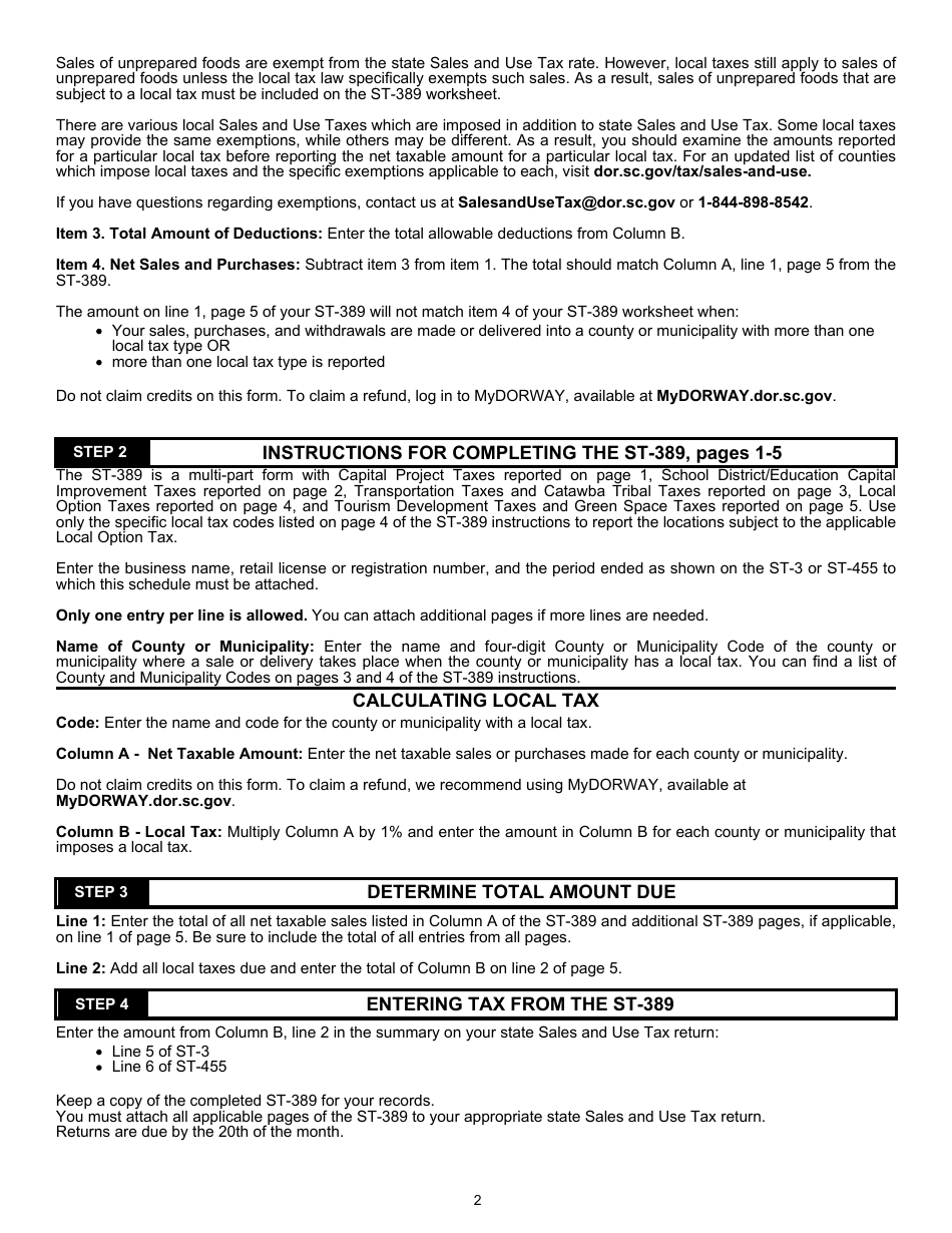 Download Instructions for Form ST-389 Schedule for Local Taxes PDF 2019 ...