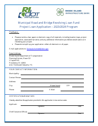 Document preview: Municipal Road and Bridge Revolving Loan Fund Project Loan Application - Rhode Island, 2024
