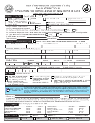 Document preview: Form DSMV450 Application for Driver License or Non-driver Id Card - New Hampshire