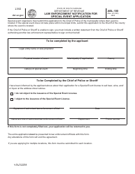 Document preview: Form ABL-100 Law Enforcement Notification for Special Event Application - South Carolina