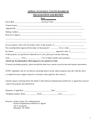 Document preview: Appeal to Stanly County Board of Equalization and Review - Stanly County, North Carolina