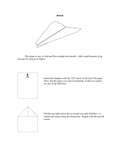 Arrow Origami Plane Template