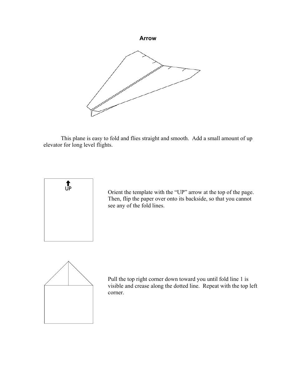 Origami plane template - Arrow design