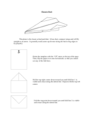 Document preview: Classic Dart Origami Plane Template
