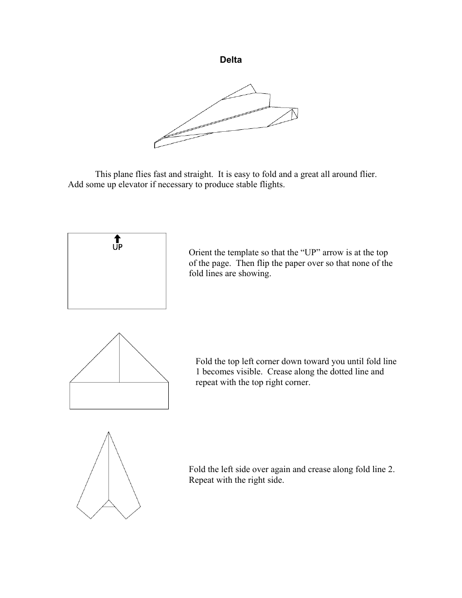 Delta Origami Plane Template Preview Image