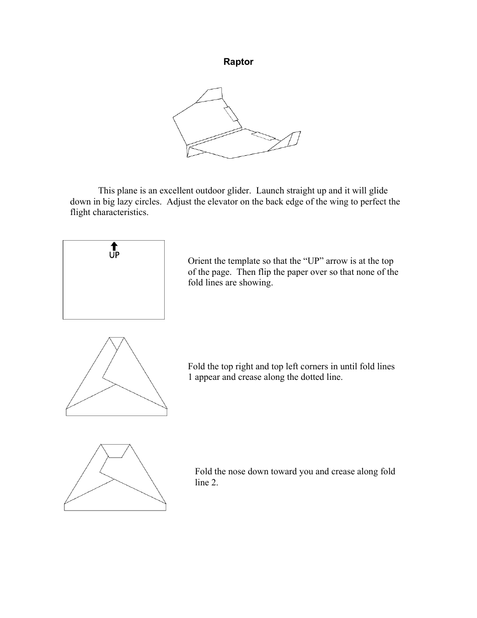 Raptor Origami Plane Template - Preview image