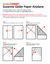 Document preview: Suzanne Glider Paper Airplane Template