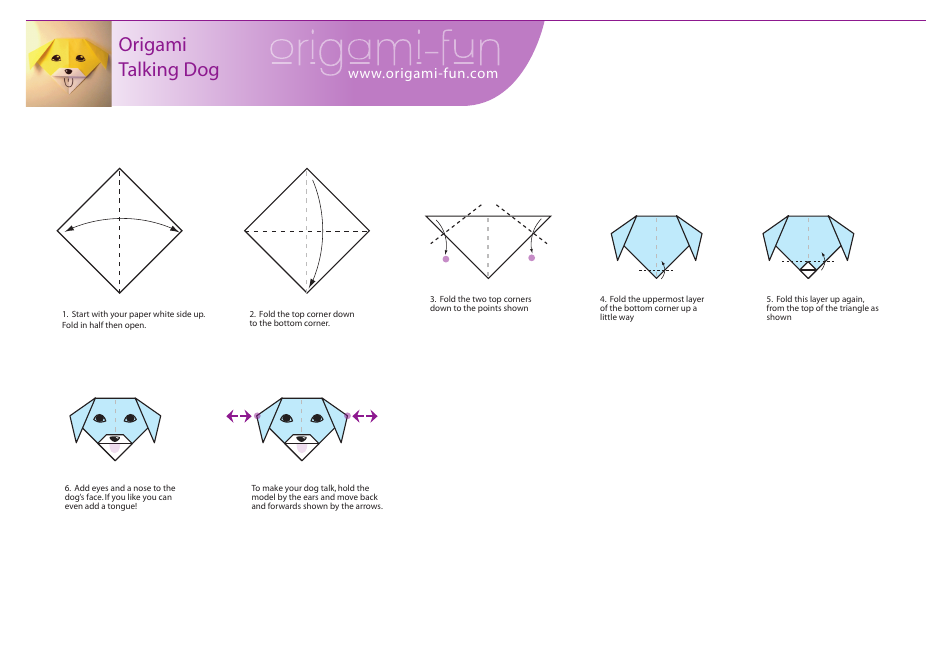 Origami Talking Dog Template