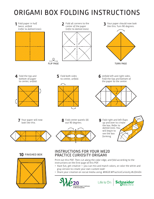 Origami Box Folding Template - Free Download Image