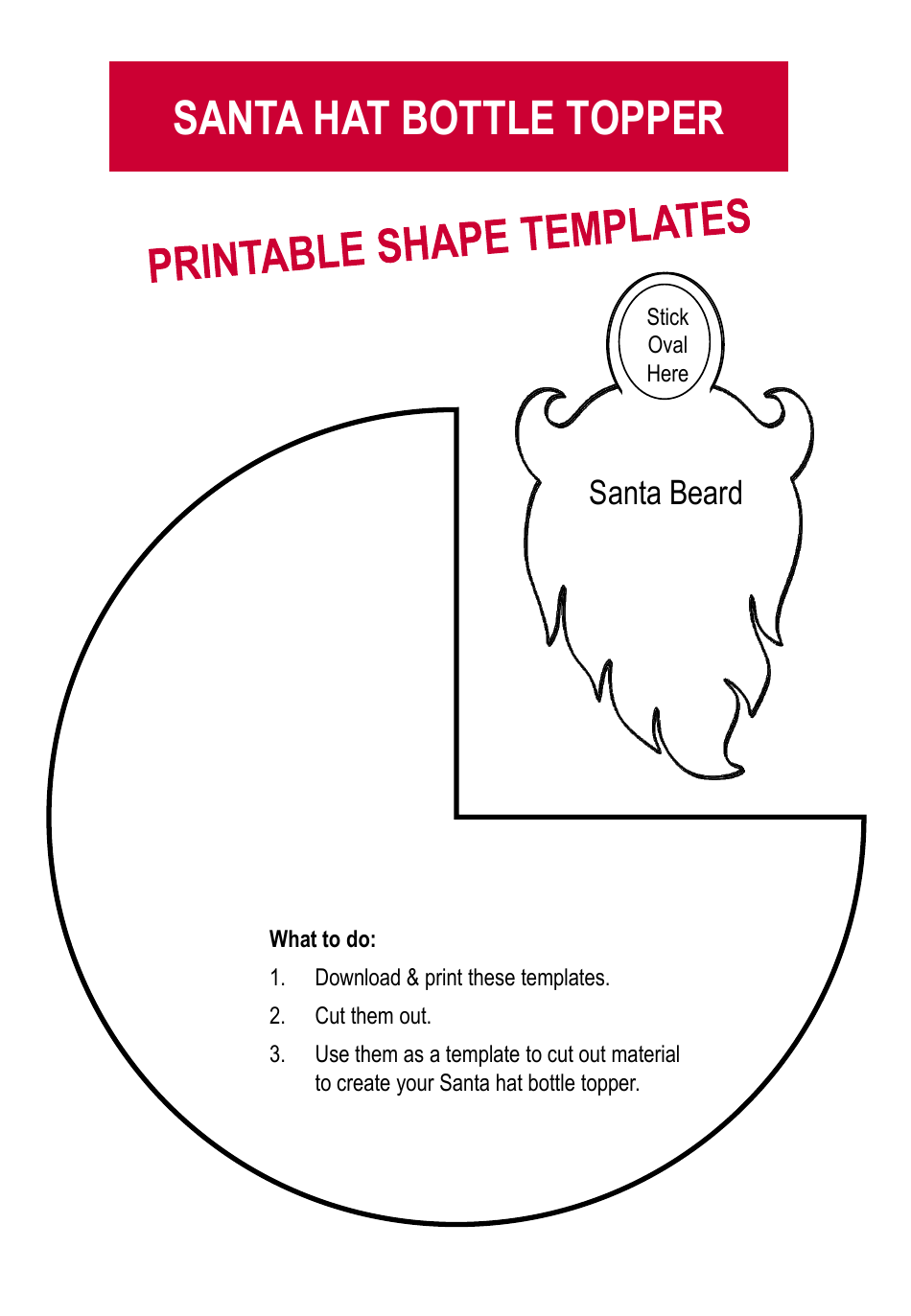 Santa Hat Bottle Topper Template - Free Printable PDF