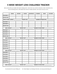 Document preview: Weight Loss Tracker Template - Five Weeks Challenge