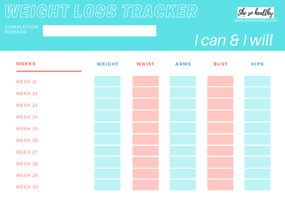 Weight Loss Tracker Template - Thirty Weeks, Page 4