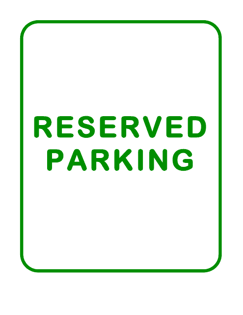 Reserved Parking Sign Template - Green