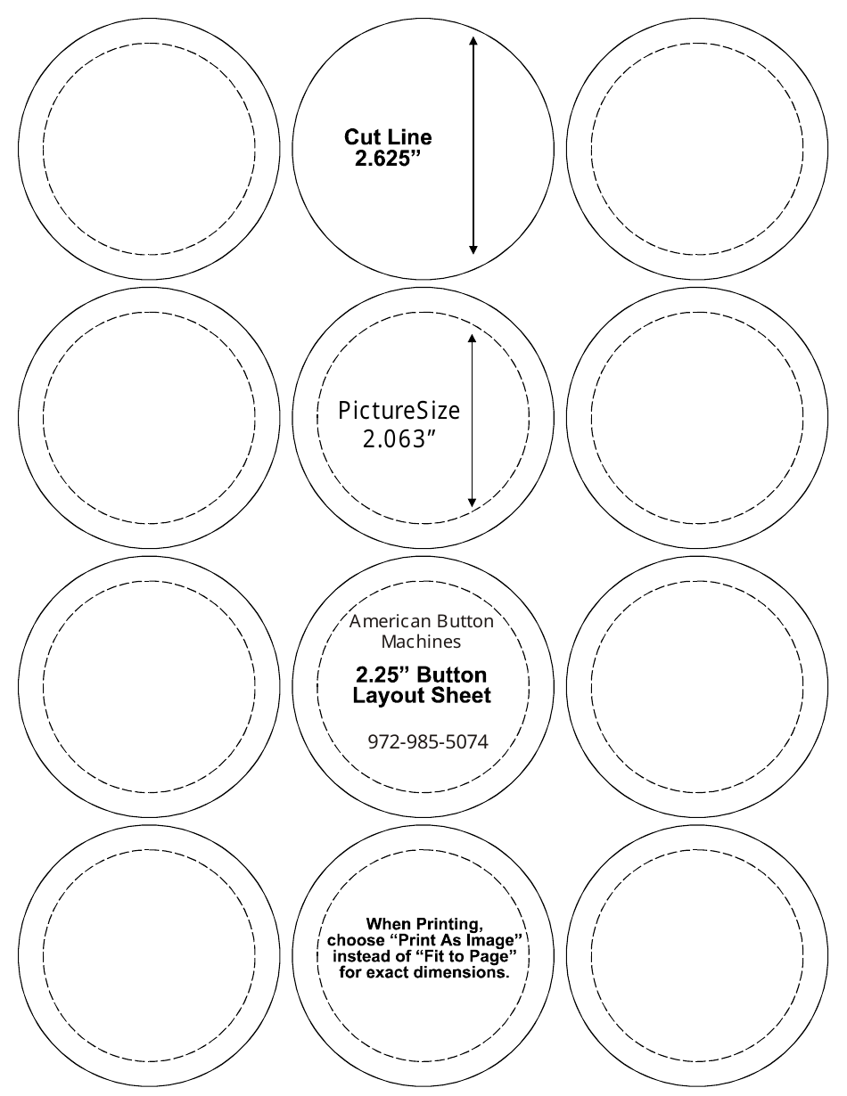 2.25 Button Template - Twelve Download Printable PDF | Templateroller