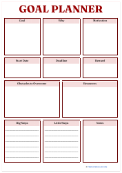 Document preview: Goal Planner Template - Red