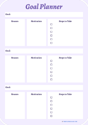 Document preview: Goal Planner Template - Violet
