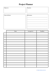 Document preview: Project Planner Template - Black