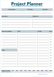 Document preview: Project Planner Template - Blue