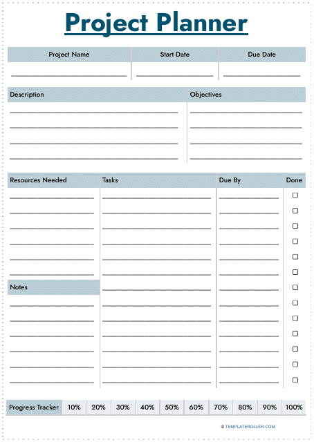 Project Planner Template - Blue