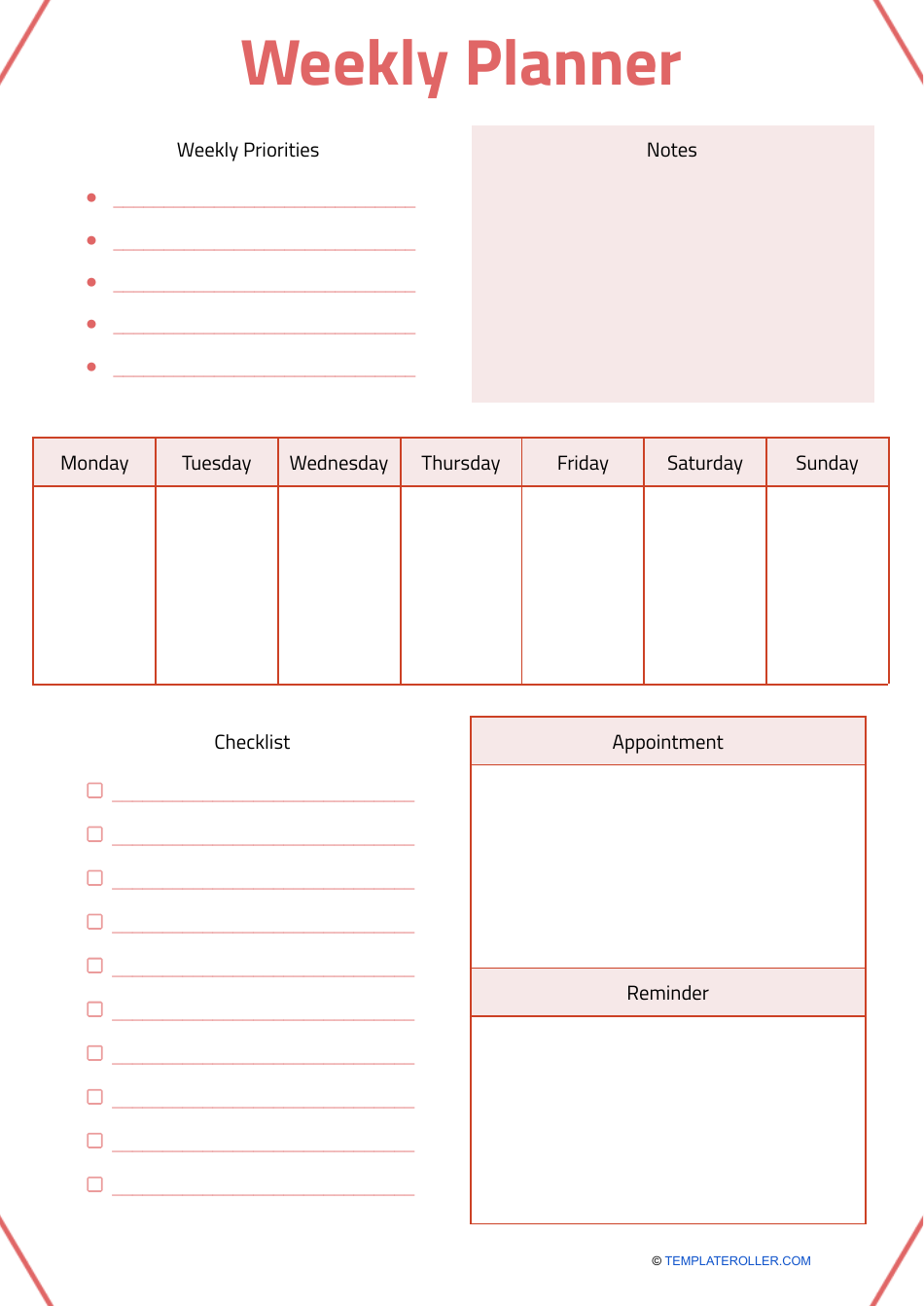 Weekly Planner Template - Sample Design Preview
