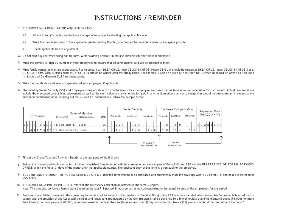 Form R-3 Contribution Collection List - Philippines, Page 2