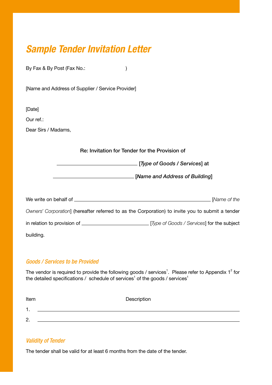 Preview of Tender Invitation Letter Template
