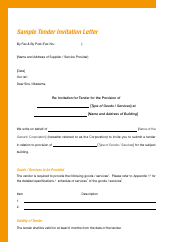 Document preview: Tender Invitation Letter Template