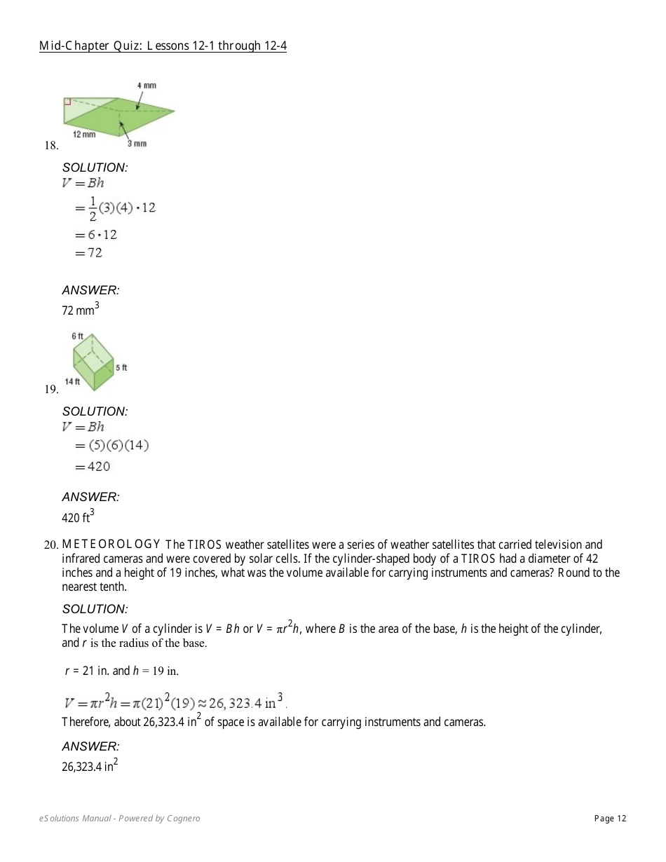 Mid-chapter Math Quiz: Lessons 12-1 Through 12-4 (With Answers), Page 12