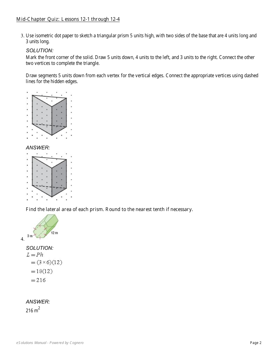 Mid-chapter Math Quiz: Lessons 12-1 Through 12-4 (With Answers), Page 2