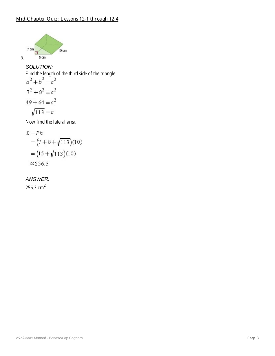 Mid-chapter Math Quiz: Lessons 12-1 Through 12-4 (With Answers), Page 3
