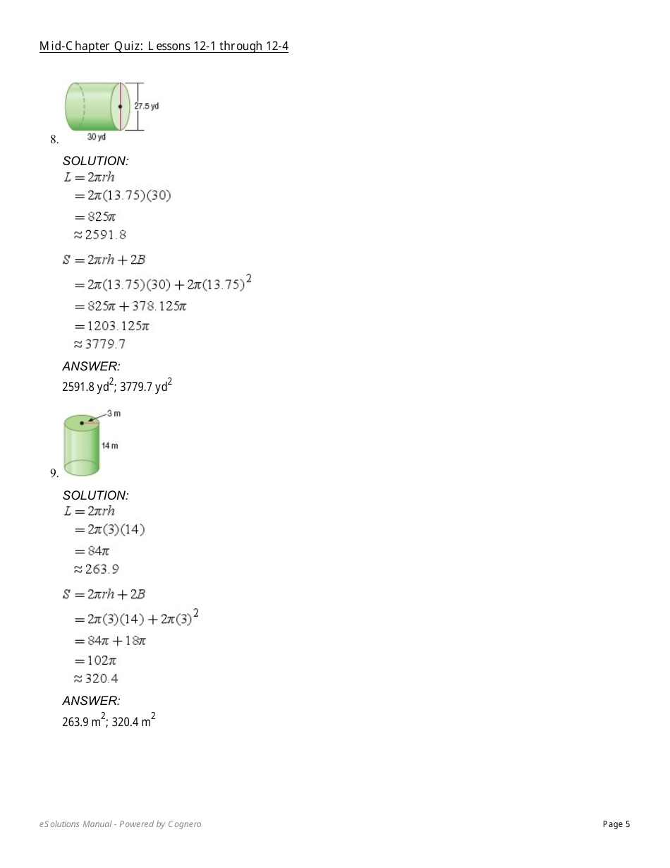 Mid-chapter Math Quiz: Lessons 12-1 Through 12-4 (With Answers), Page 5