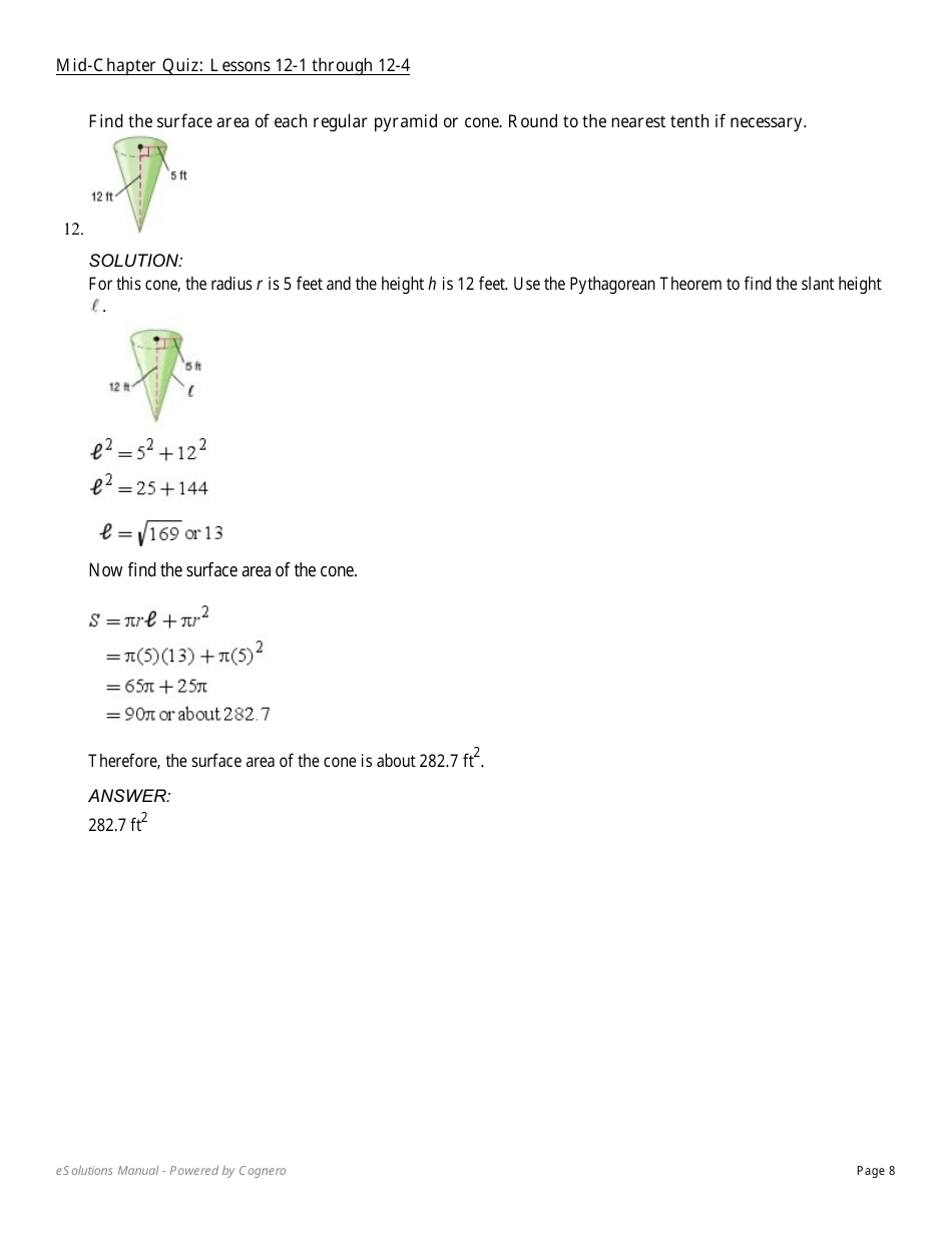 Mid-chapter Math Quiz: Lessons 12-1 Through 12-4 (With Answers), Page 8