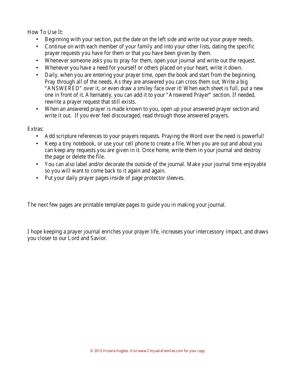 Prayer Journal Template - Victoria Hughes, Page 3