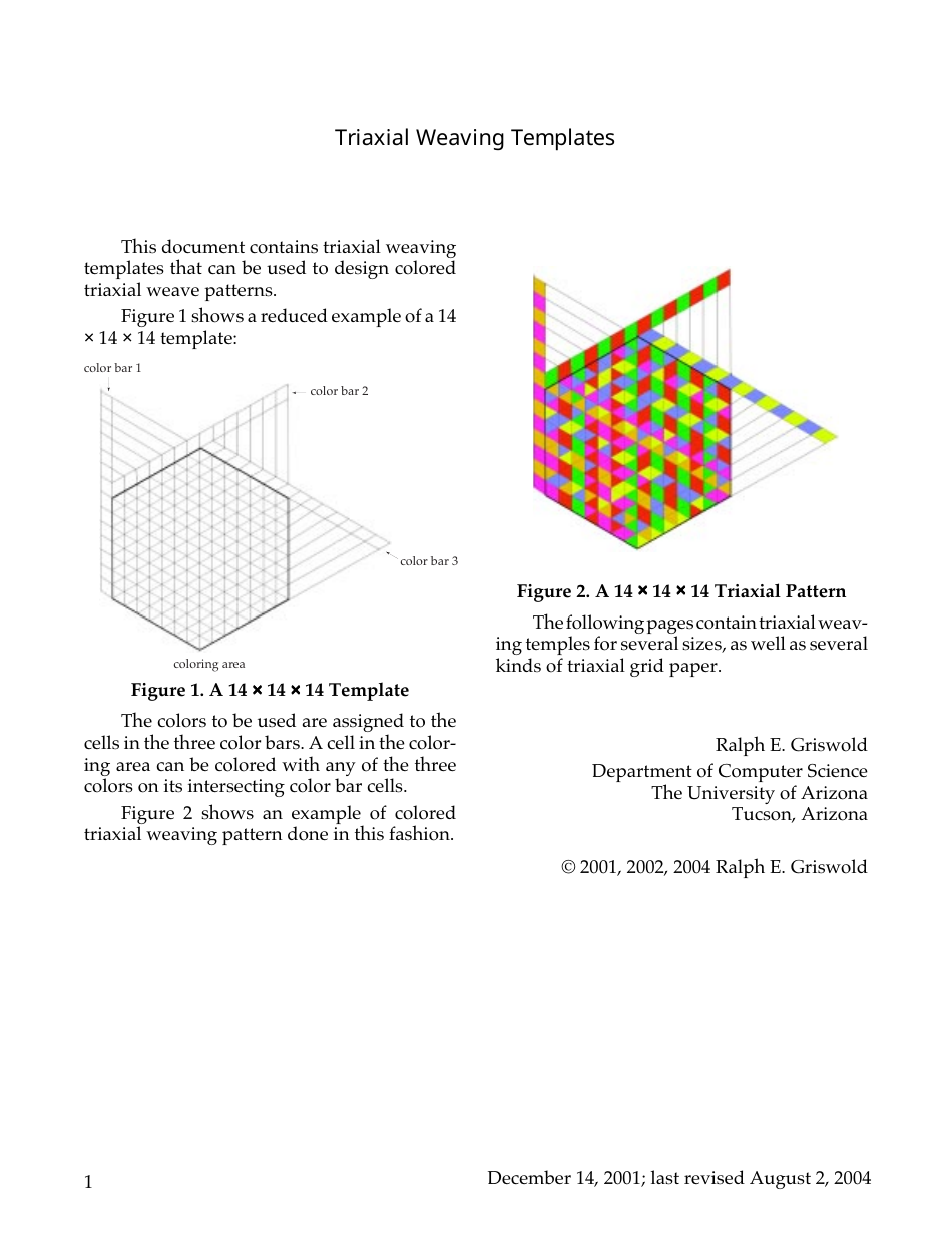 Triaxial Weaving Templates - Ralph E. Griswold Document Preview