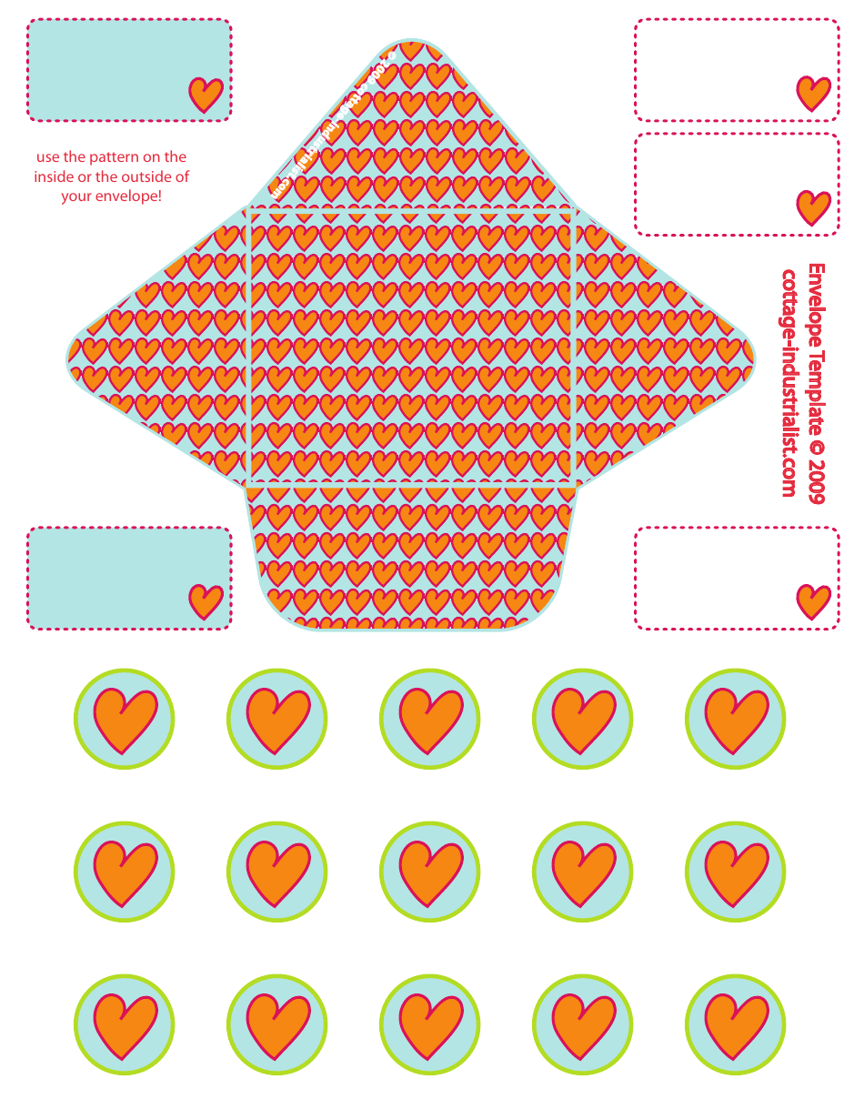 Hearts Envelope Template, Page 1