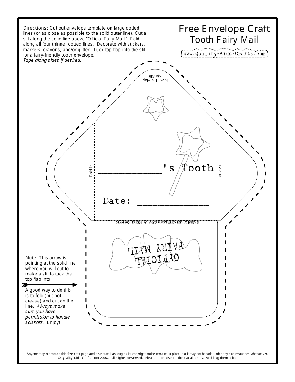 Tooth Fairy Envelope Template - Craft