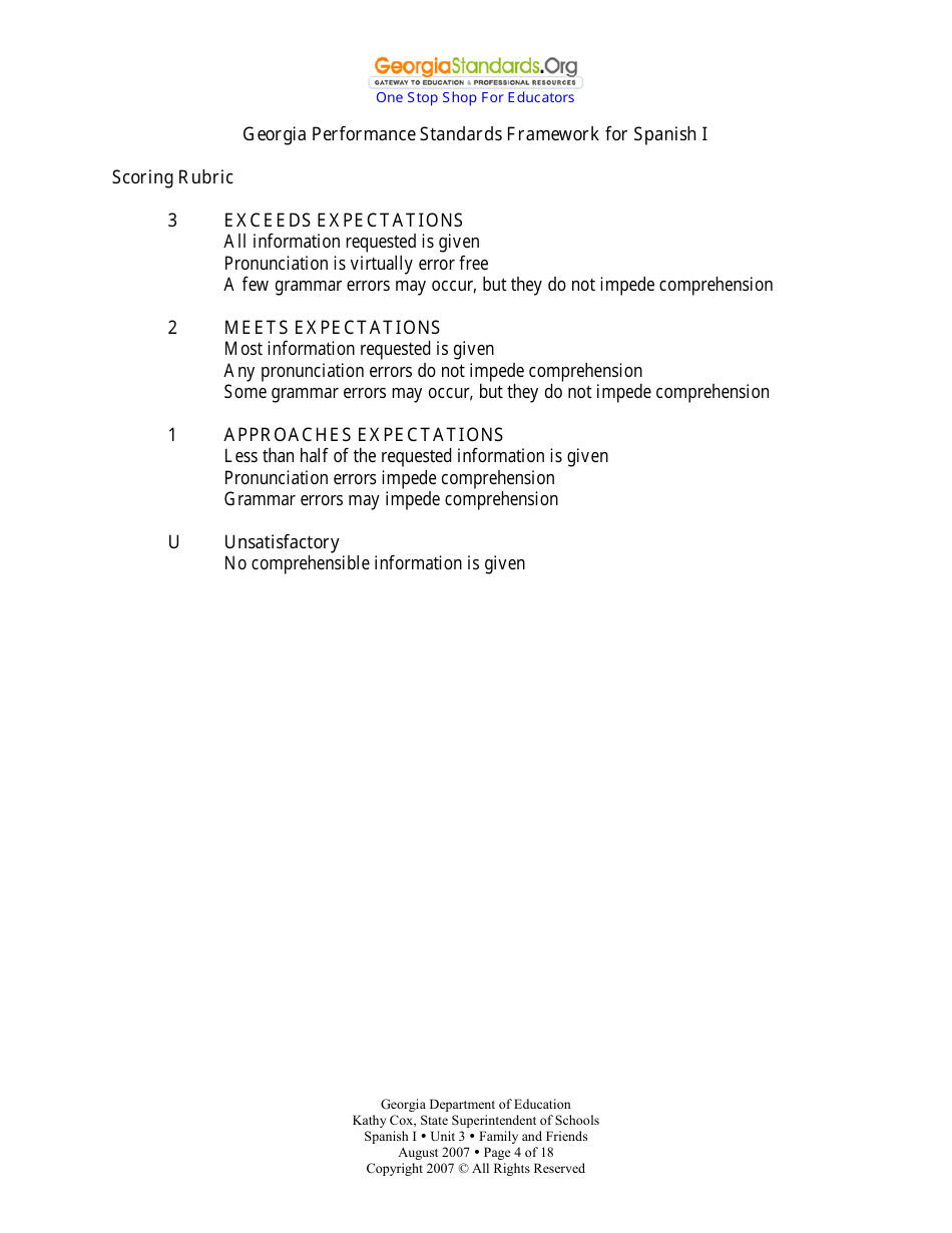 Spanish I Unit 3: Family and Friends - Georgia (United States), Page 4