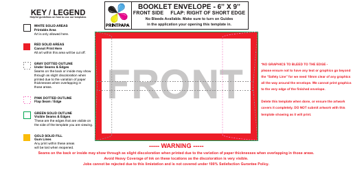 Document preview: 6" X 9" Booklet Envelope Template - Front