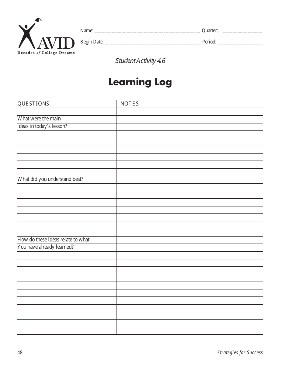 Learning Log Templates, Page 5
