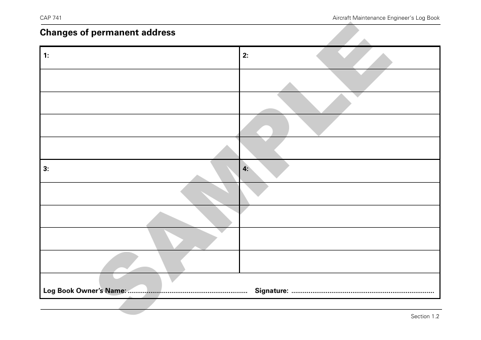 Form CAP741 Aircraft Maintenance Engineers Log Book - Sample - United Kingdom, Page 10