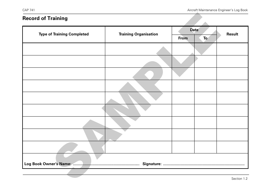 Form CAP741 Aircraft Maintenance Engineers Log Book - Sample - United Kingdom, Page 11