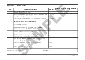 Form CAP741 Aircraft Maintenance Engineers Log Book - Sample - United Kingdom, Page 13